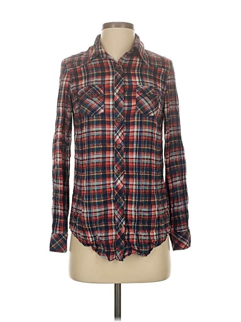 ANGIE Pre-owned Long Sleeve Button Down Shirt In Red