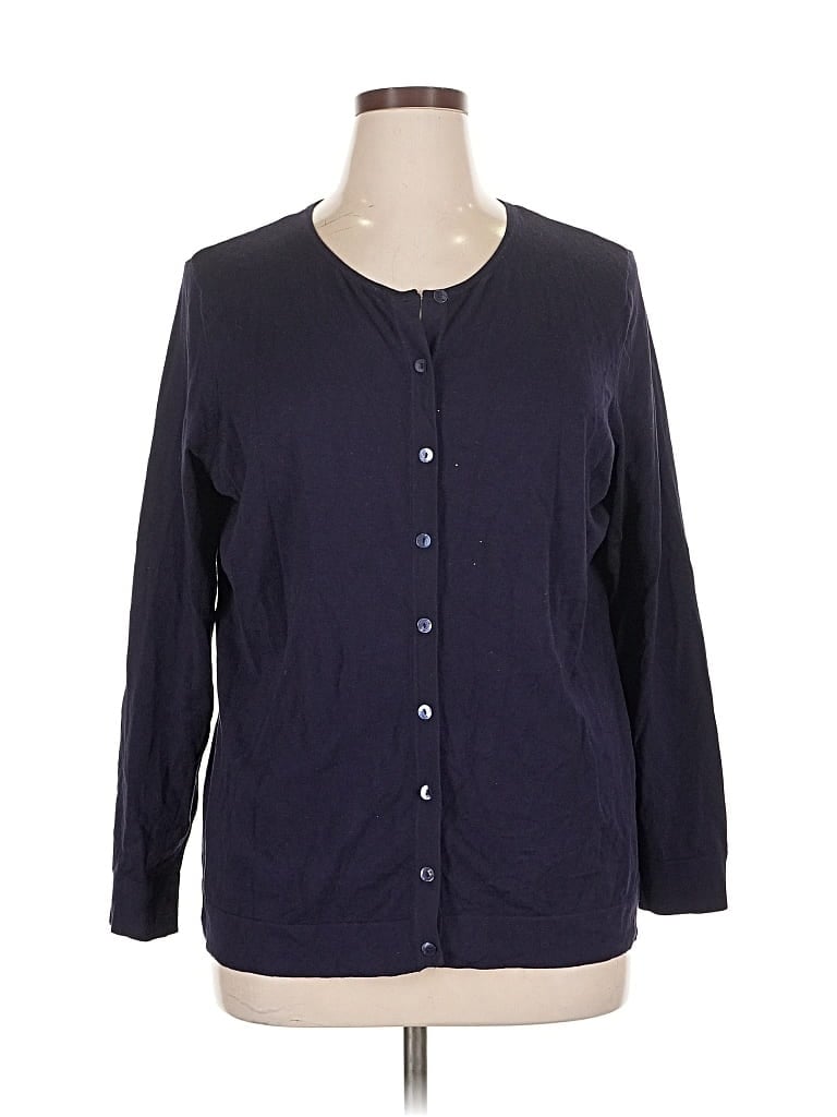 Pre-owned August Silk Cardigan Sweater In Blue