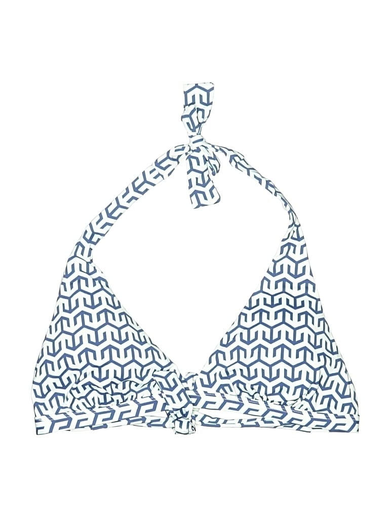 Pre-owned J. Mclaughlin Swimsuit Top Blue Chevron/herringbone Pattern Swimwear