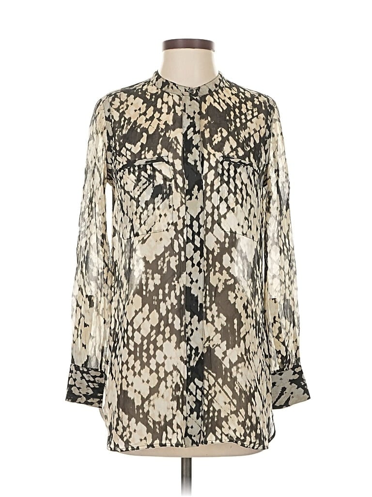 Pre-owned Vince Long Sleeve Blouse In White