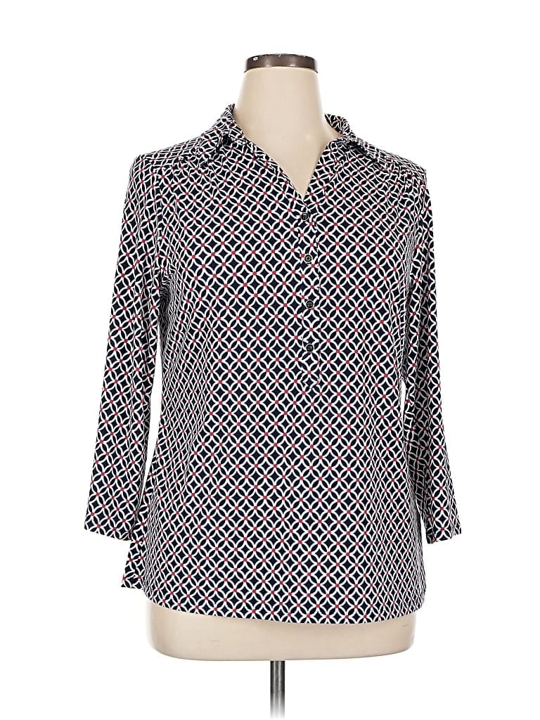Click to view more detailed imagery on our partner's website Pre-owned Charter Club 3/4 Sleeve Blouse In Blue
