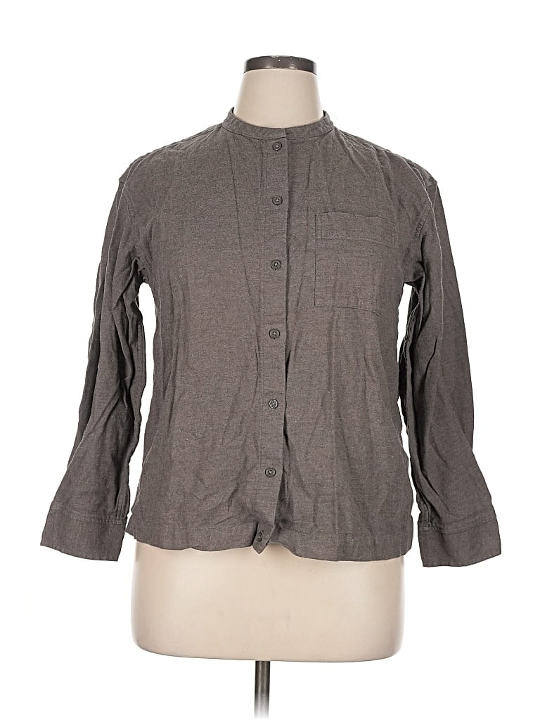 Pre-owned Muji Long Sleeve Button Down Shirt In Gray
