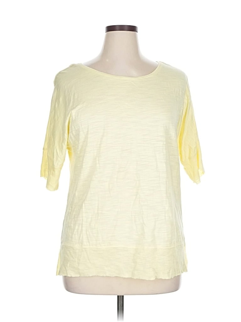 Pre-owned Workshop Republic Clothing Short Sleeve Top Yellow Scoop Neck Tops