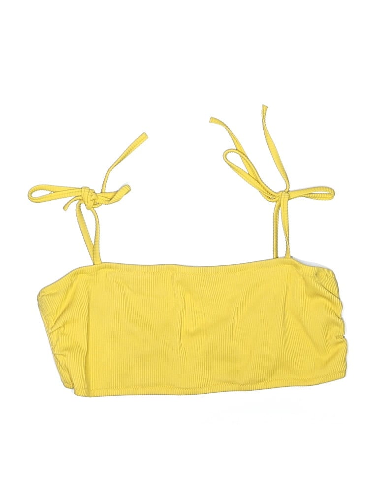 Pre-owned Gap Swimsuit Top Yellow Solid Pattern Swimwear