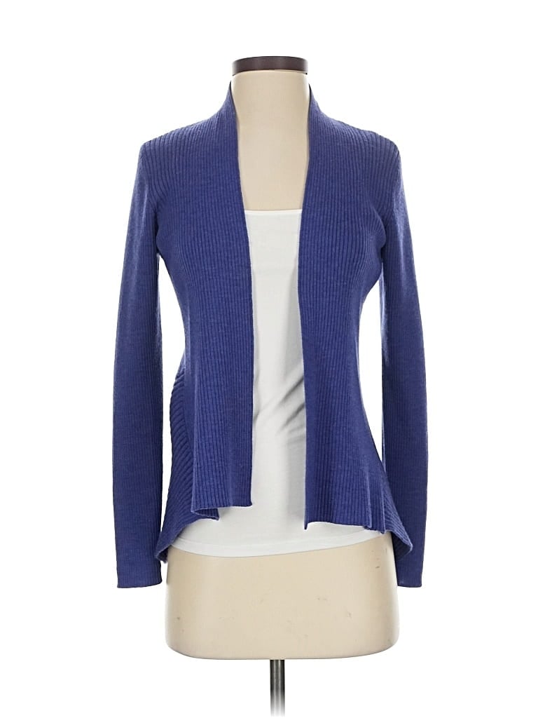 Pre-owned Eileen Fisher Wool Cardigan Sweater In Purple