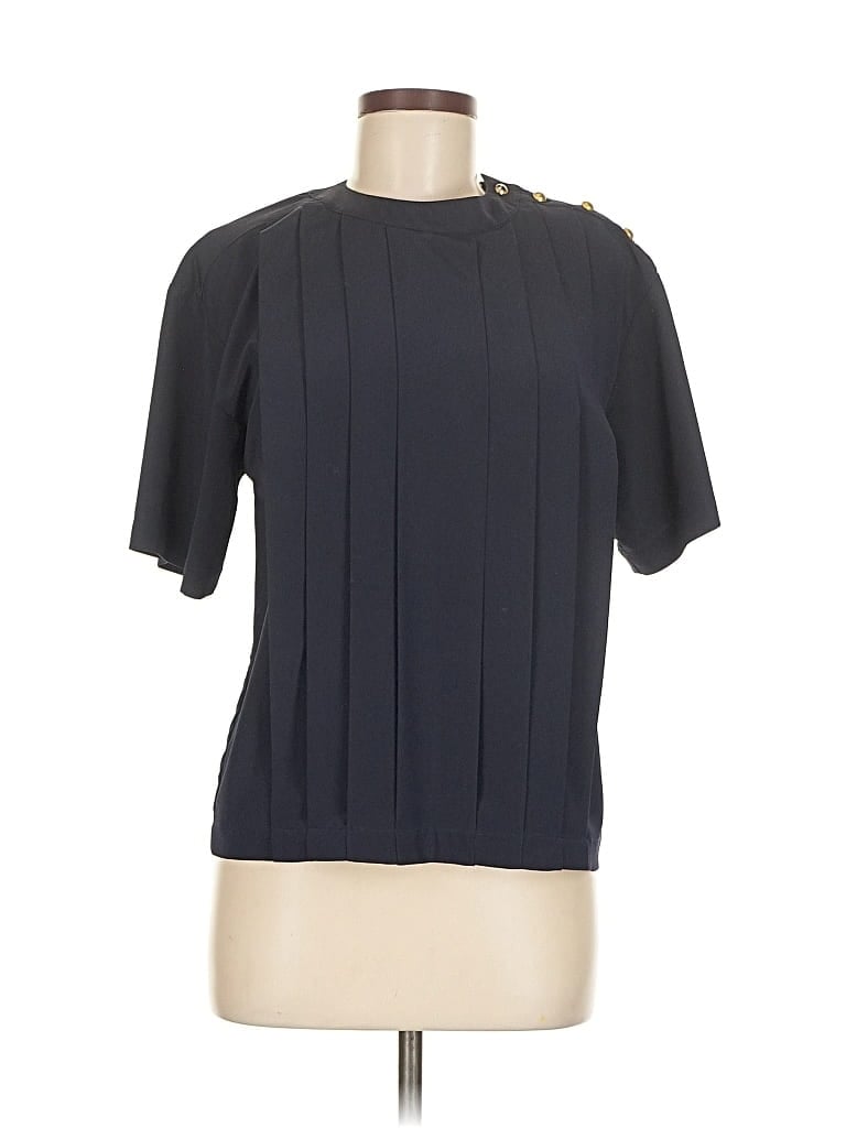 Pre-owned Josephine Chaus Short Sleeve Blouse In Black