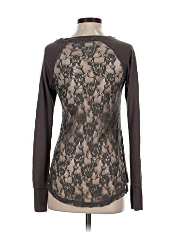 Gray Saks Fifth Avenue Long Sleeve Top (view 2)