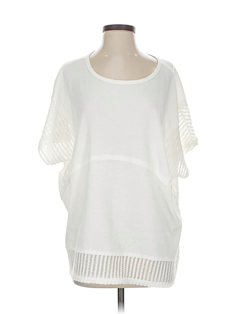 ANDREE BY UNIT Pre-owned Short Sleeve Top White Scoop Neck Tops