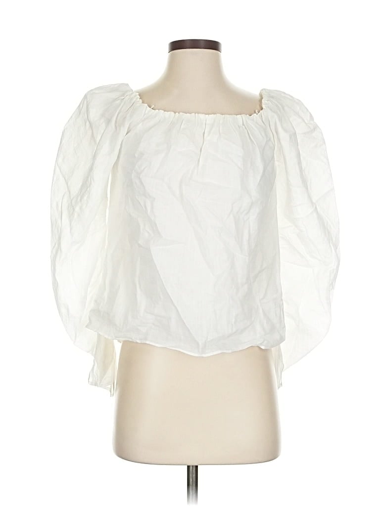 Pre-owned Frame 3/4 Sleeve Blouse In White