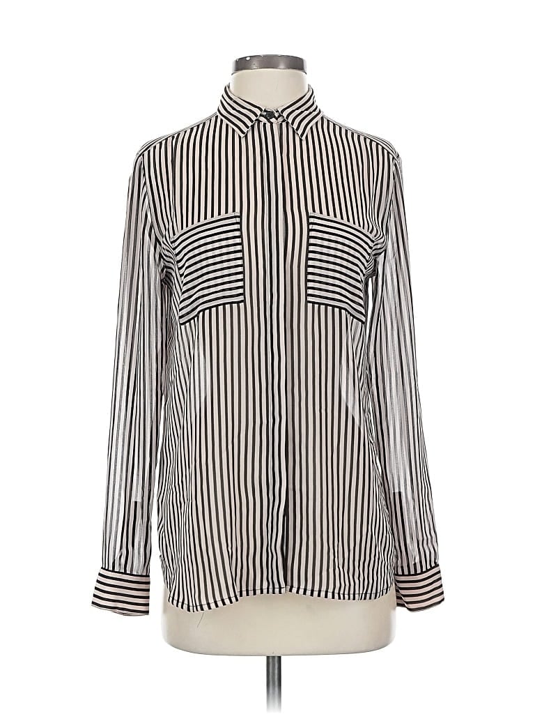 Pre-owned Ann Taylor Loft Long Sleeve Blouse In Silver