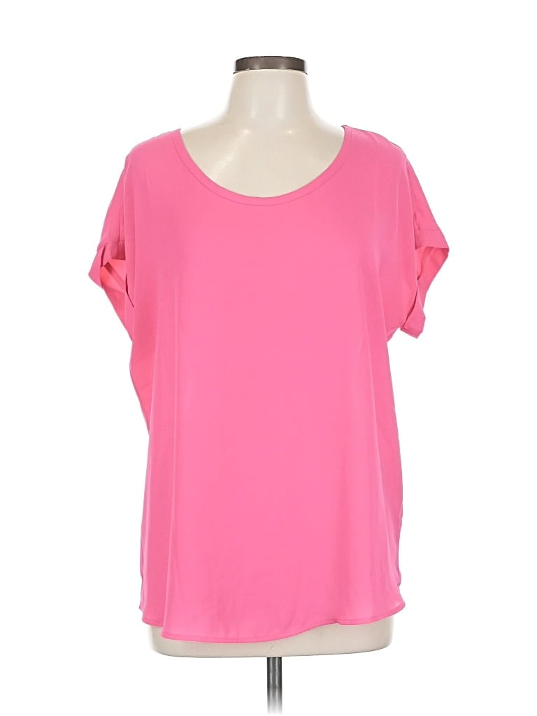 Pre-owned Pleione Short Sleeve Top Pink Scoop Neck Tops