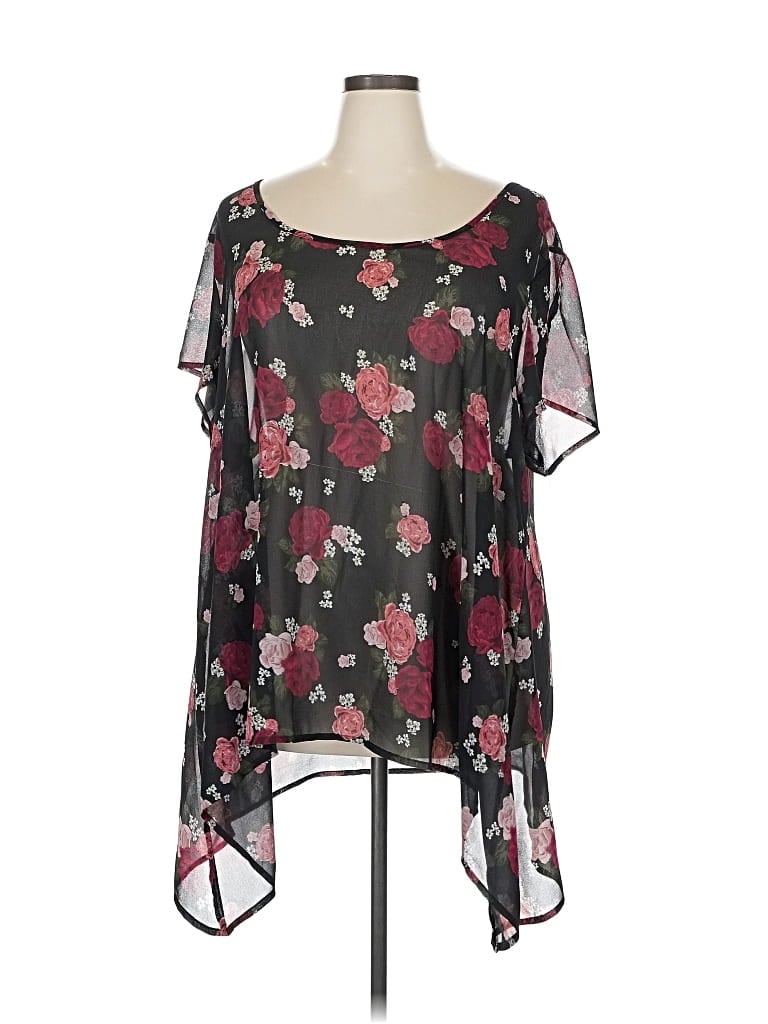 Pre-owned Torrid Short Sleeve Blouse In Black