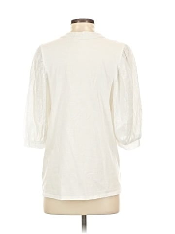 Self Contrast 3/4 Sleeve Blouse (view 2)