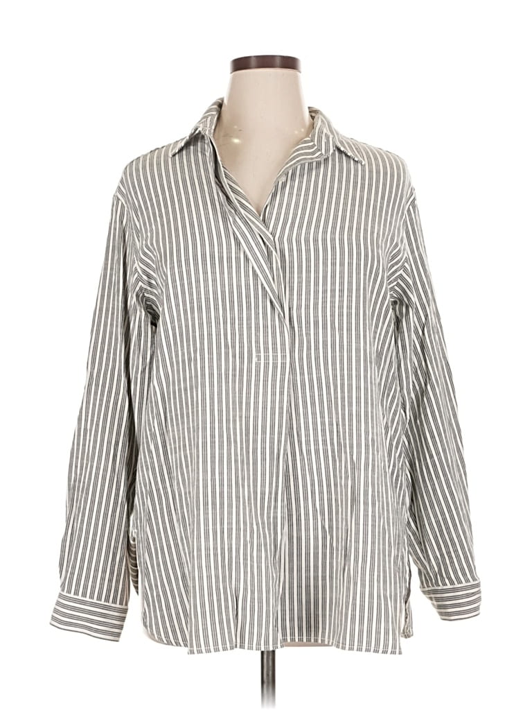 Pre-owned Max Studio Long Sleeve Blouse In Silver