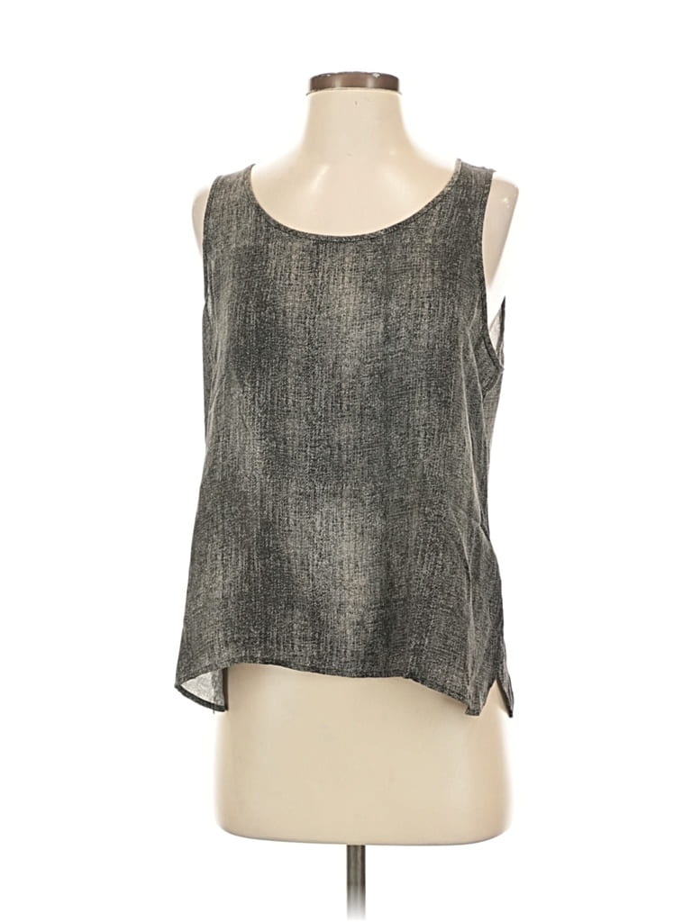 Pre-owned Eileen Fisher Sleeveless Silk Top Gray Square Neckline Tops