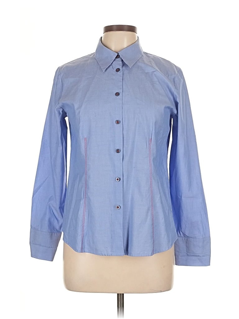 Pre-owned Talbots Long Sleeve Button Down Shirt In Blue