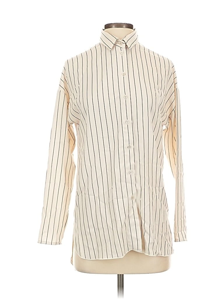 Pre-owned Babaton Long Sleeve Blouse In White