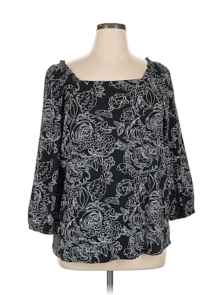 Pre-owned Style & Co 3/4 Sleeve Blouse In Black