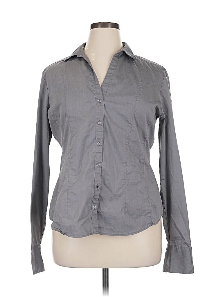Pre-owned 7th Avenue Design Studio New York & Company Long Sleeve Button Down Shirt In Gray
