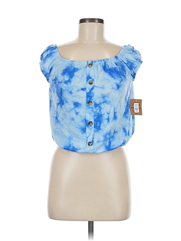 One Step Up Sleeveless Blouse In Blue