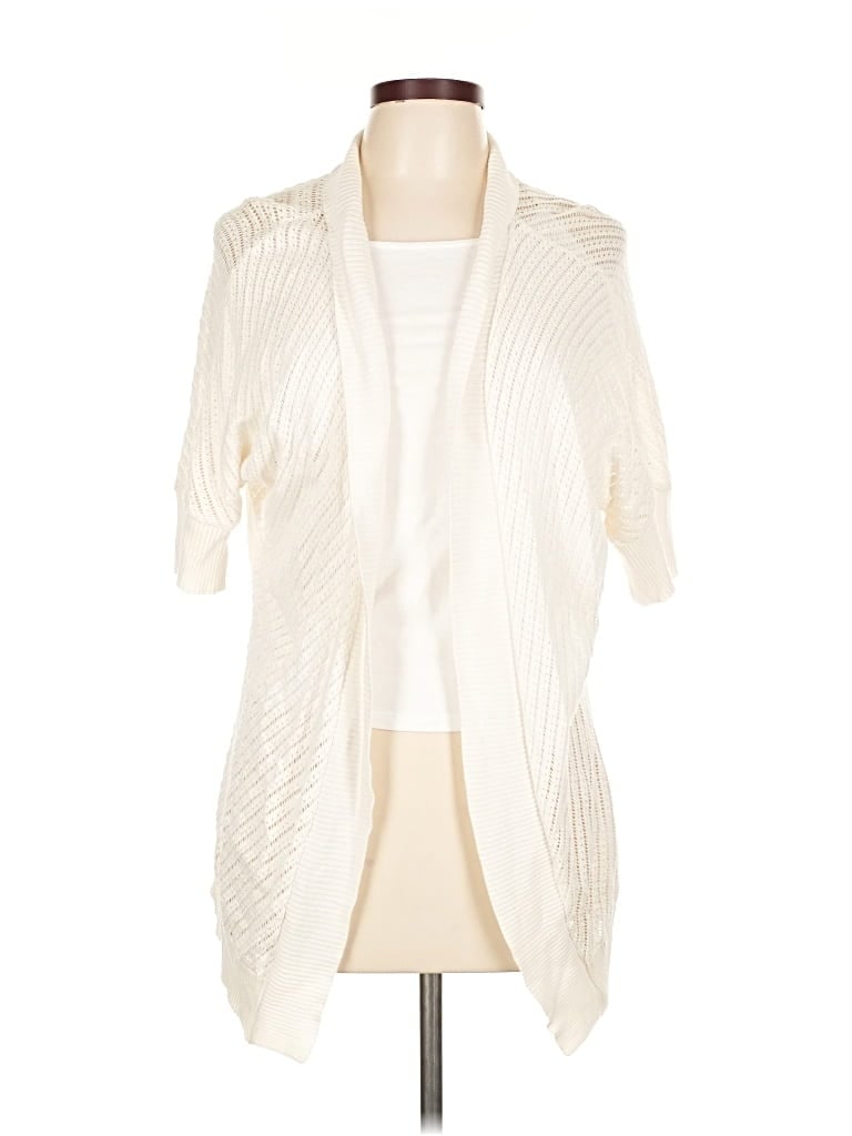 Pre-owned Liz Claiborne Cardigan Sweater In White