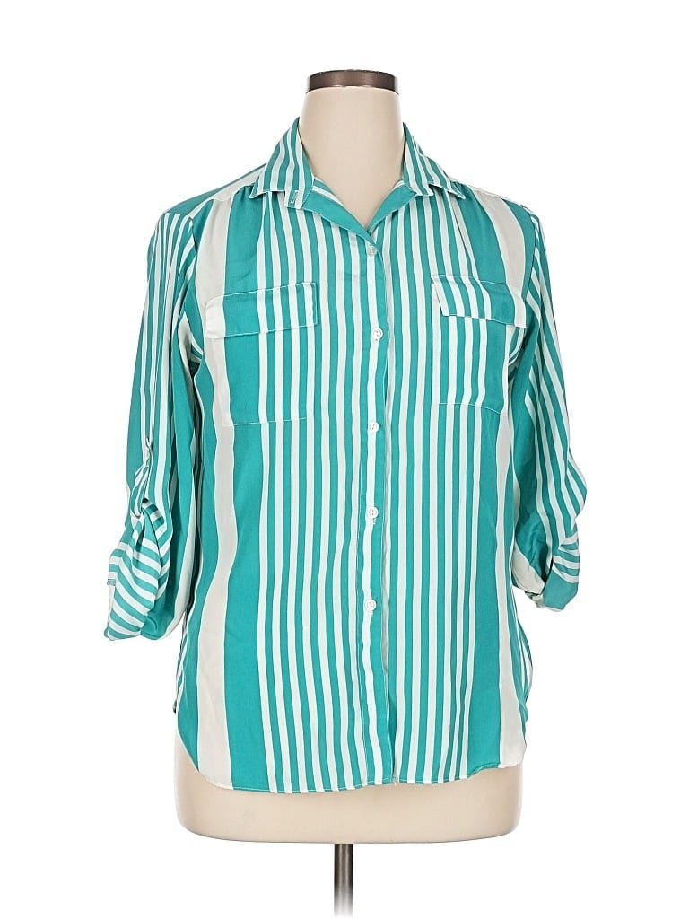 Pre-owned Assorted Brands 3/4 Sleeve Blouse In Blue