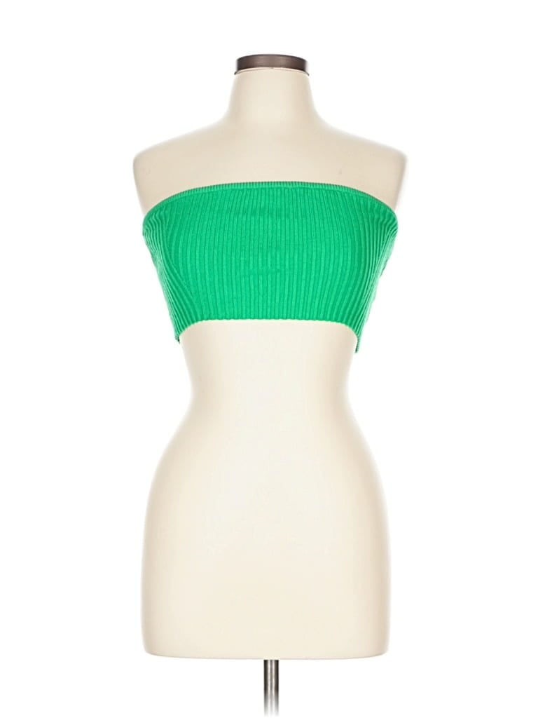 Pre-owned Petal And Pup Tube Top Green Strapless Neckline Tops