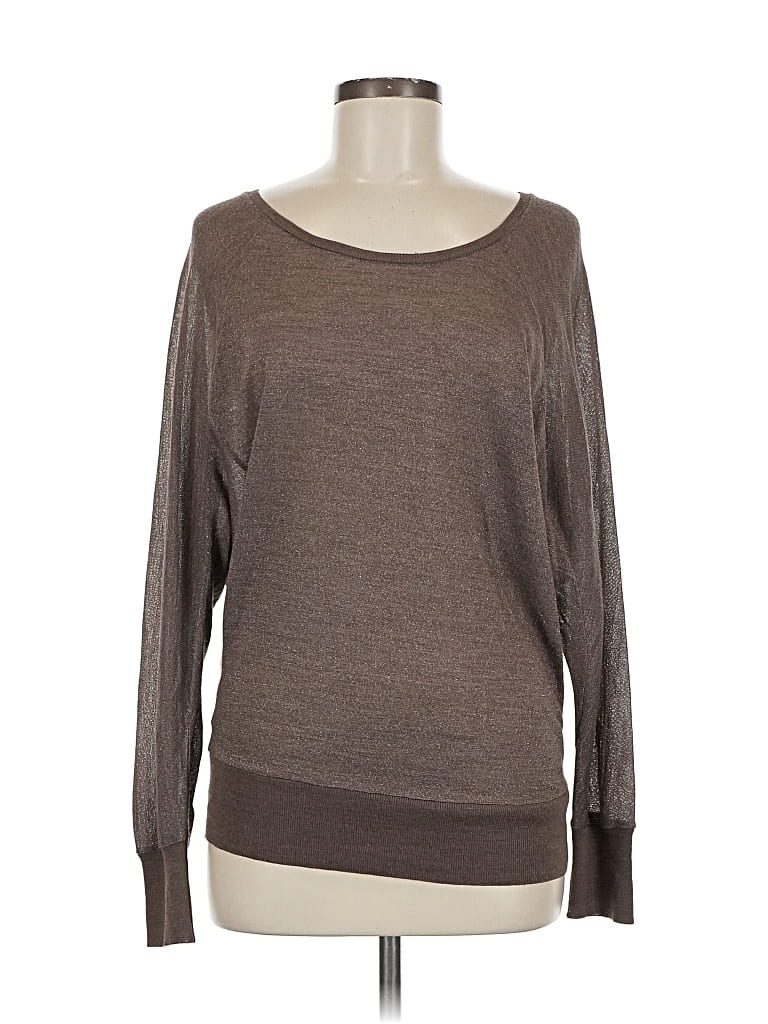 Pre-owned Ann Taylor Loft Long Sleeve Top Brown Boatneck Tops
