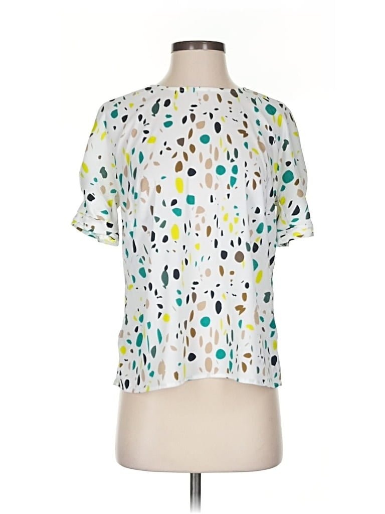 Pre-owned Ann Taylor Short Sleeve Blouse In White