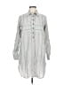 MICHAEL Michael Kors Stripes Gray 3/4 Sleeve Button-Down Shirt Size M - photo 1