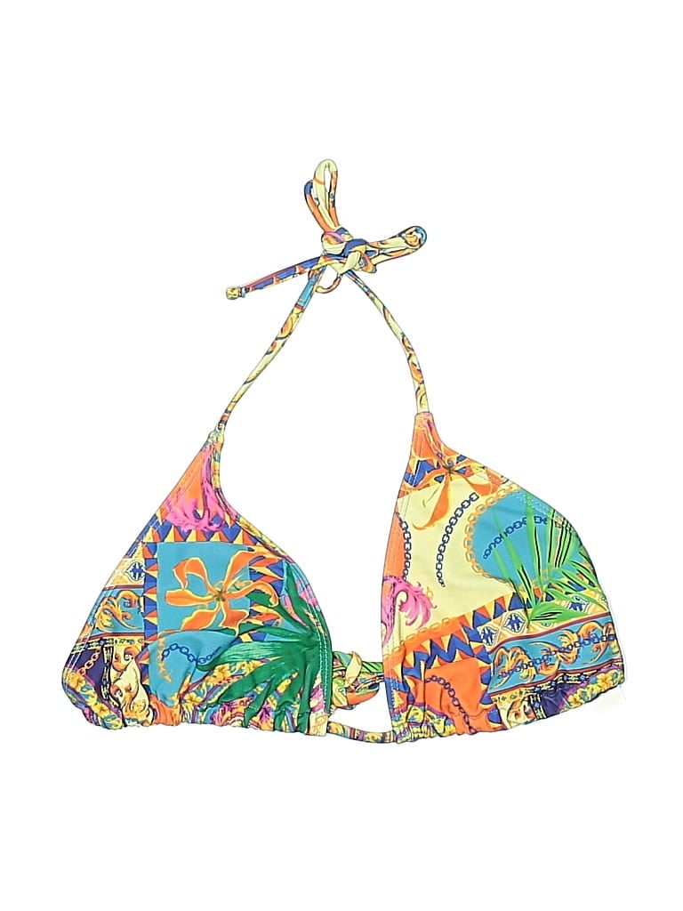 Pre-owned Unbranded Swimsuit Top Green Print Pattern Swimwear