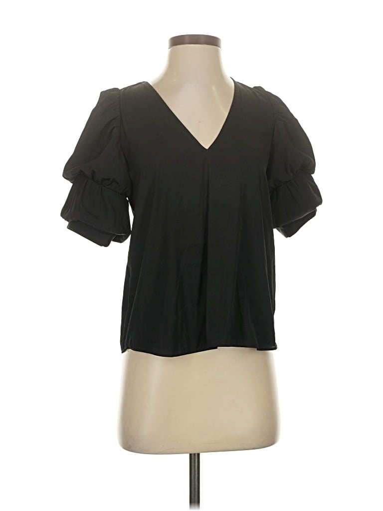 1.STATE Pre-owned Short Sleeve Blouse In Black