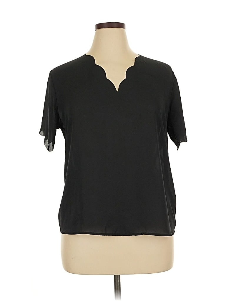 Pre-owned Nine Britton Short Sleeve Blouse In Black
