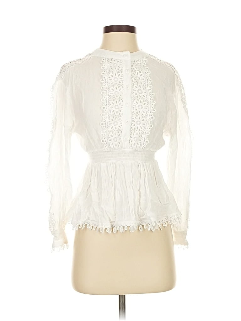 Pre-owned Venus Long Sleeve Blouse In White