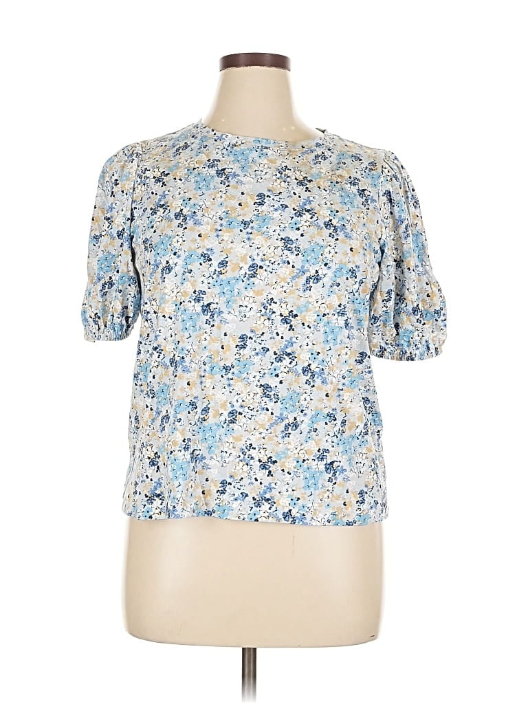 Pre-owned Lauren Conrad Short Sleeve Blouse In Blue