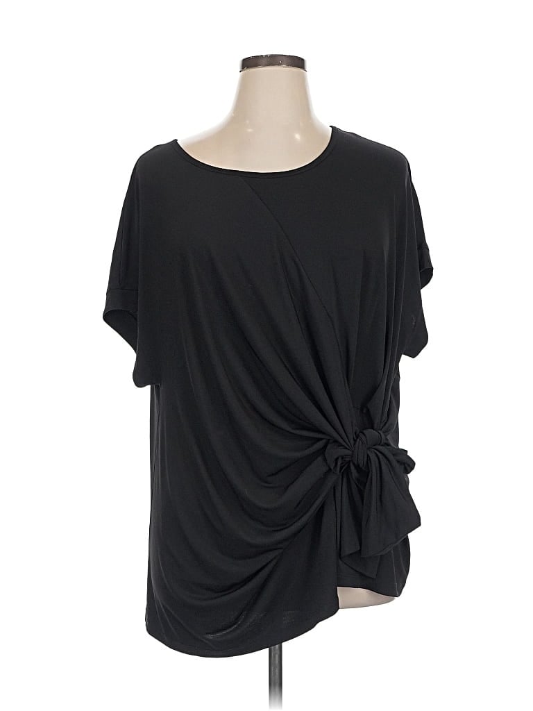 Pre-owned Signature Collection Short Sleeve Top Black One Shoulder Neckline Tops