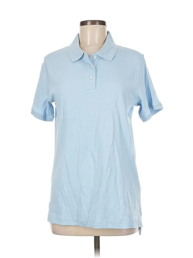 Pre-owned Lands' End Short Sleeve Polo Shirt In Blue