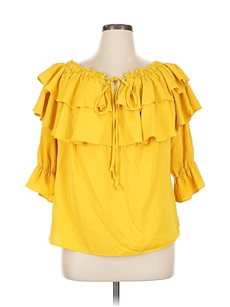 Pre-owned Assorted Brands 3/4 Sleeve Blouse In Yellow