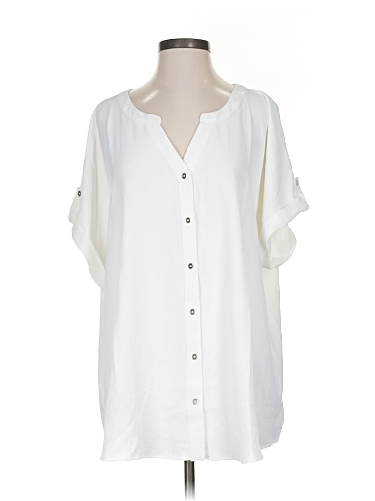 Pre-owned Assorted Brands Short Sleeve Blouse In White