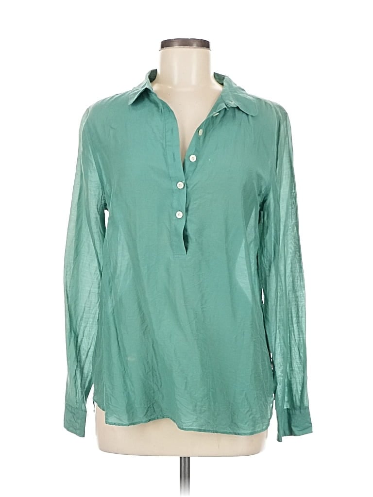 Pre-owned Ann Taylor Loft Long Sleeve Blouse In Green