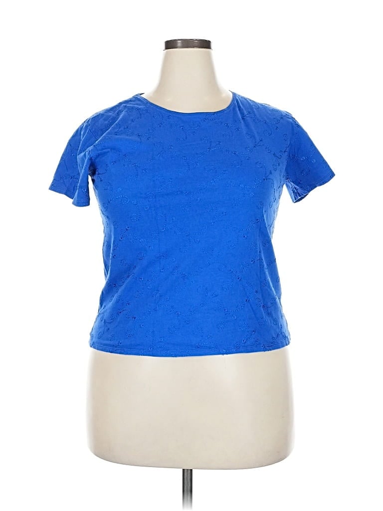 Pre-owned Bobbie Brooks Short Sleeve Top Blue Crew Neck Tops