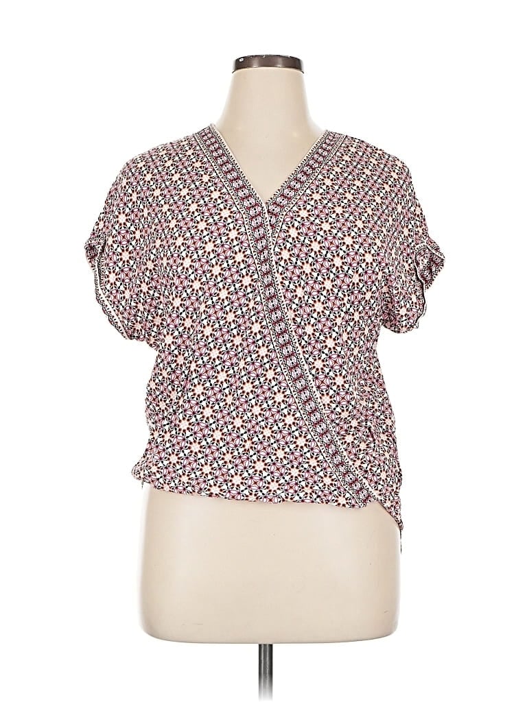 Pre-owned Max Studio Short Sleeve Blouse In Pink