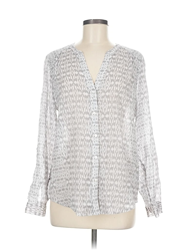 Pre-owned Soft Joie Long Sleeve Blouse In Silver