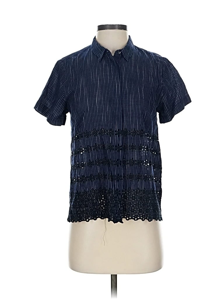 Pre-owned Madewell Short Sleeve Blouse In Blue