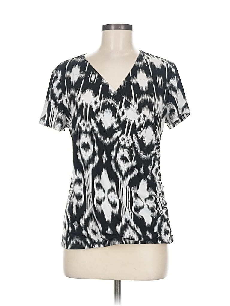 Pre-owned Easywear By Chico's Short Sleeve Blouse In Black