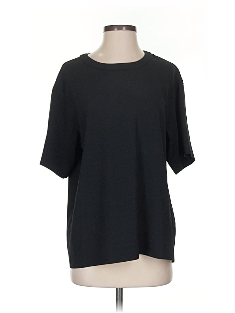 Pre-owned Donna Karan Short Sleeve Top Black Crew Neck Tops