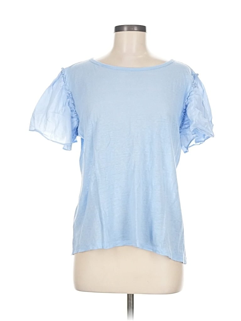 Pre-owned Ann Taylor Loft Short Sleeve Top Blue Cold Shoulder Neckline Tops