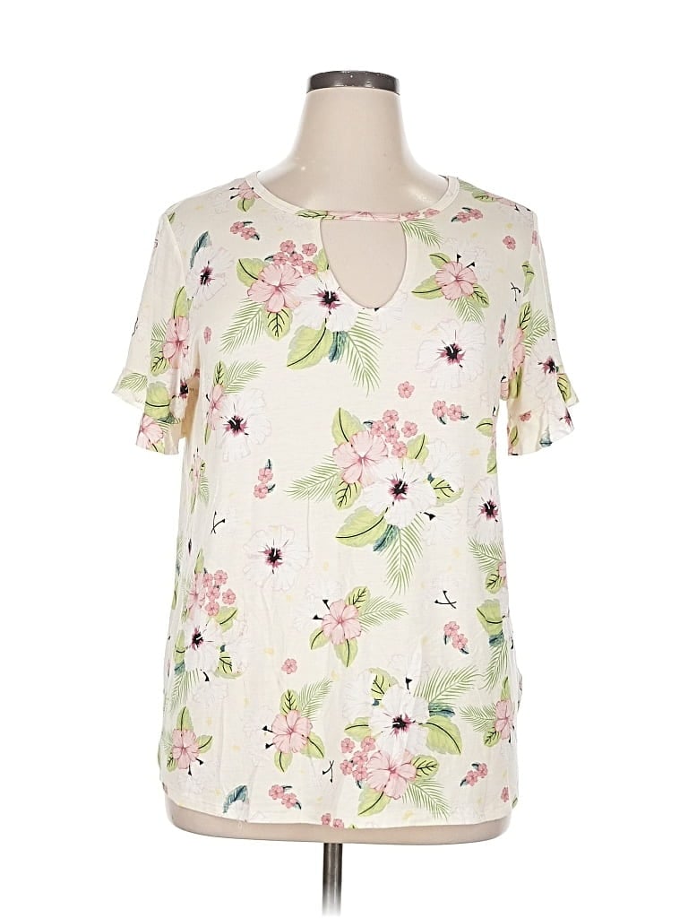 Pre-owned Shiela Rose Short Sleeve Blouse In White