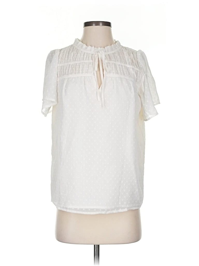 Pre-owned Ann Taylor Loft Short Sleeve Blouse In White