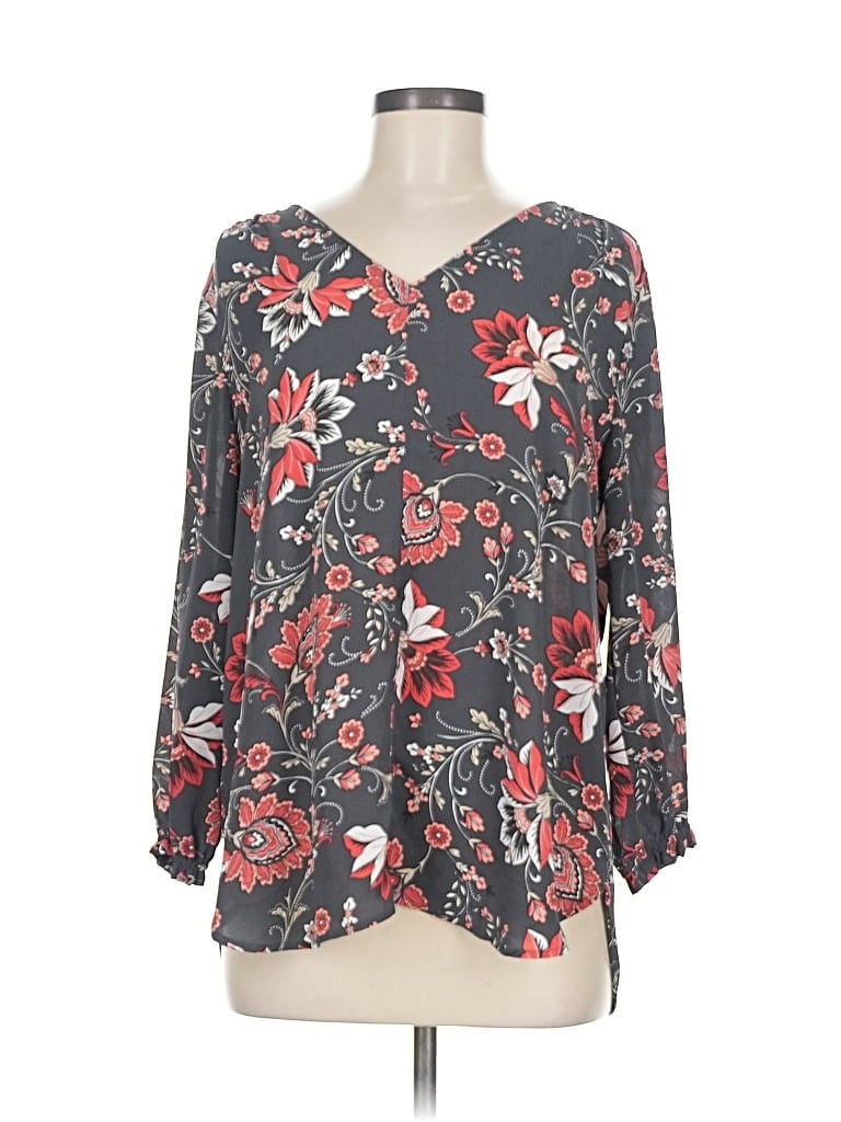 Pre-owned Ann Taylor Loft Outlet 3/4 Sleeve Blouse In Gray